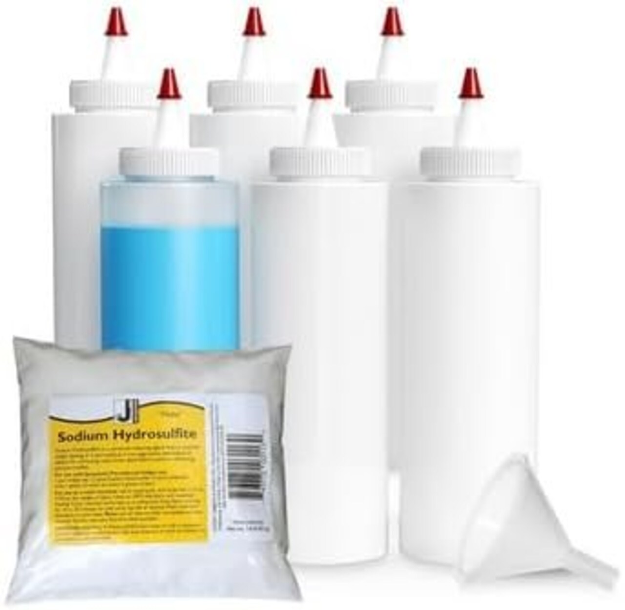 Jaqcard Soda Ash (1lb) - Dye Fixer - Includes 8oz Tie Dye Squeeze Bottles (6Pk) with 2